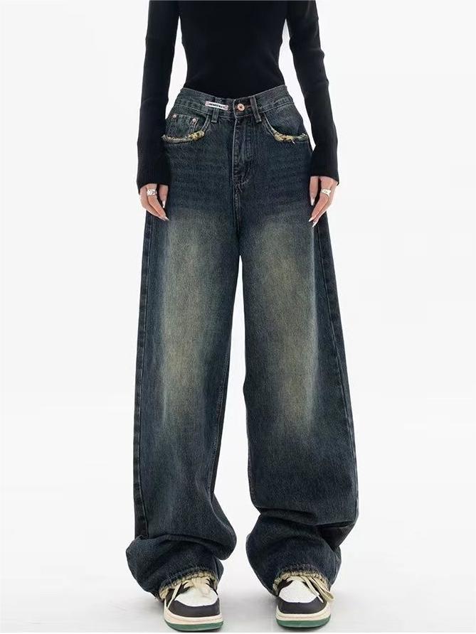 SUENTA Vintage-Jeans Boyfriend-Fit Lockere Passform Baumwolle Polyester