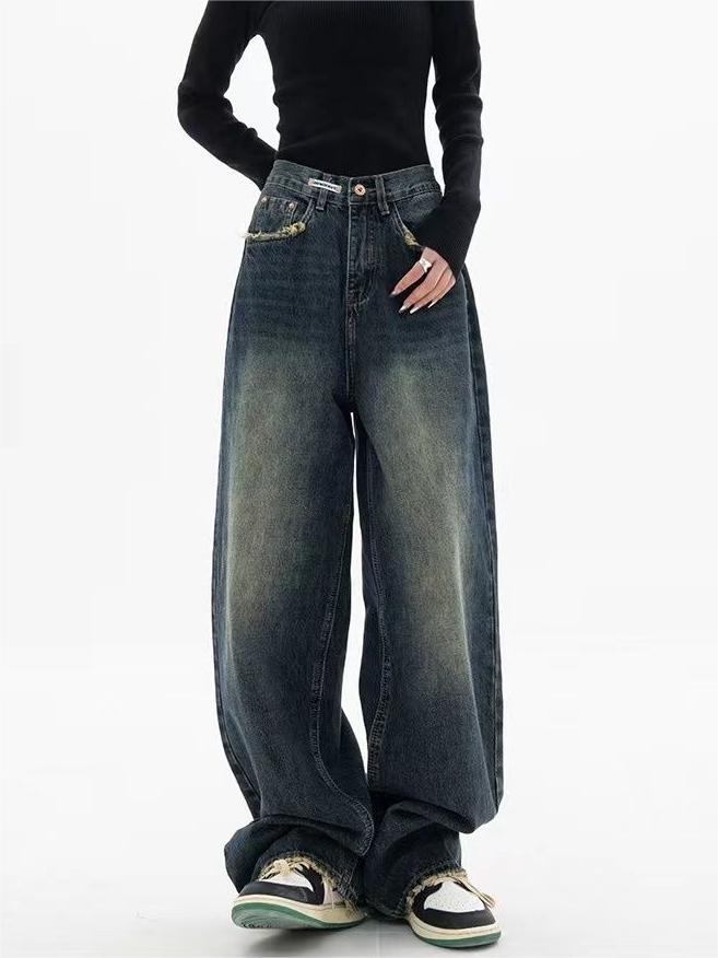 SUENTA Vintage-Jeans Boyfriend-Fit Lockere Passform Baumwolle Polyester