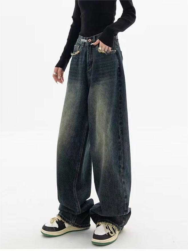 SUENTA Vintage-Jeans Boyfriend-Fit Lockere Passform Baumwolle Polyester