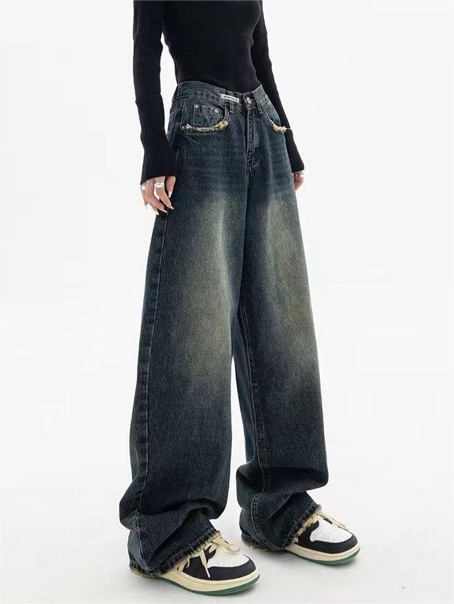 SUENTA Vintage-Jeans Boyfriend-Fit Lockere Passform Baumwolle Polyester