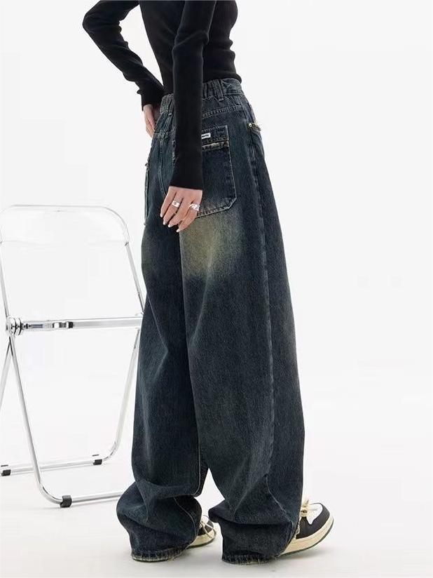 SUENTA Vintage-Jeans Boyfriend-Fit Lockere Passform Baumwolle Polyester