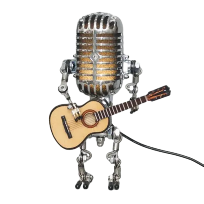 SUENTA Vintage Mikrofon Roboter Lampe Mit Licht Dekor Geschenk gelb