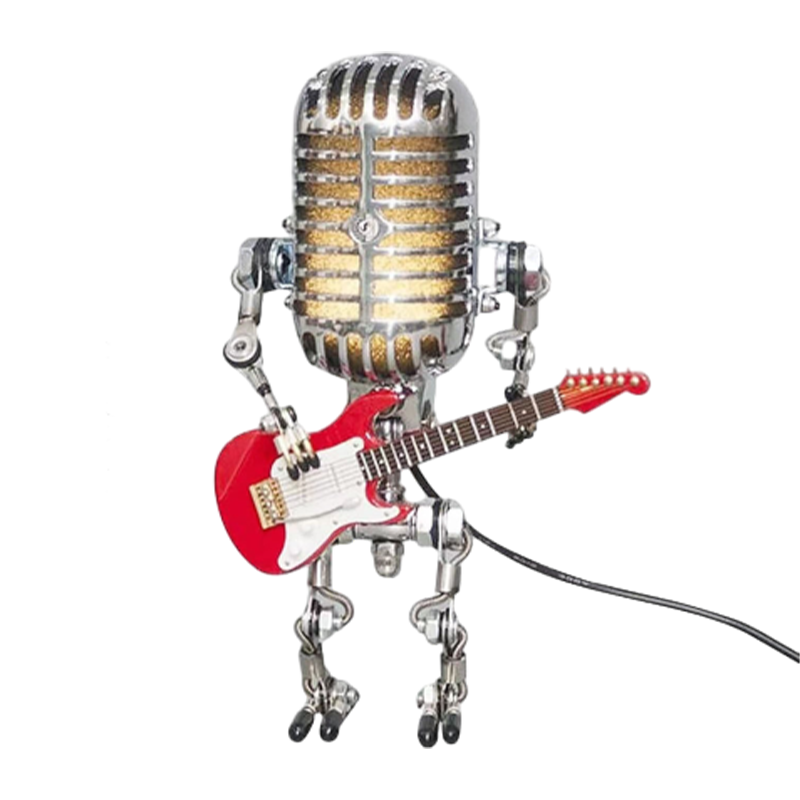 SUENTA Vintage Mikrofon Roboter Lampe Mit Licht Dekor Geschenk rot