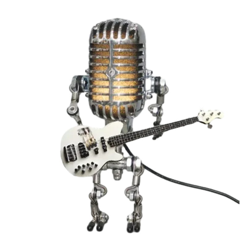 SUENTA Vintage Mikrofon Roboter Lampe Mit Licht Dekor Geschenk weiß