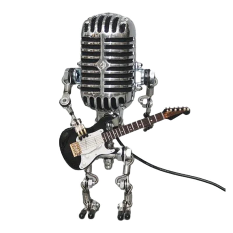 SUENTA Vintage Mikrofon Roboter Lampe Mit Licht Dekor Geschenk schwarz