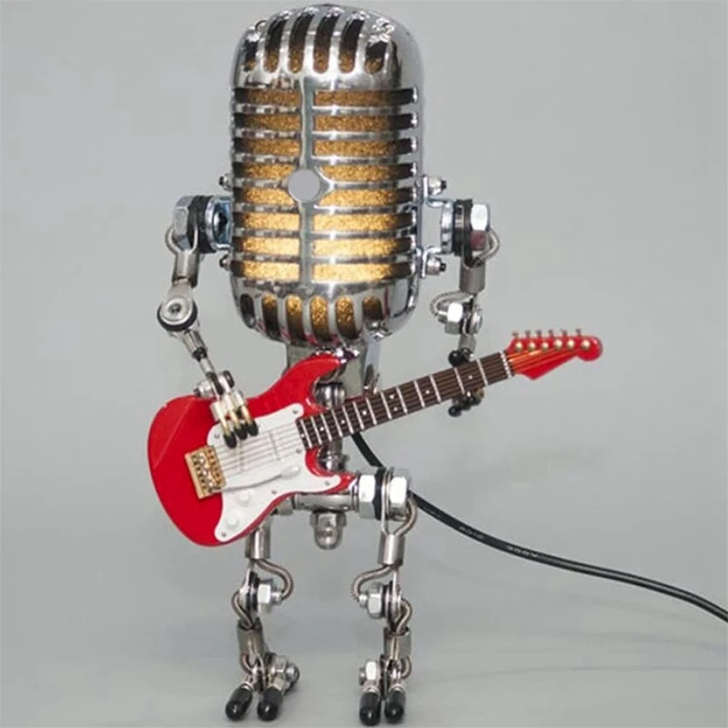 SUENTA Vintage Mikrofon Roboter Lampe Mit Licht Dekor Geschenk