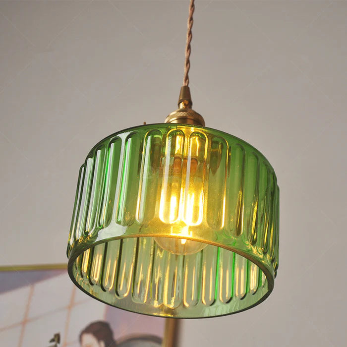 SUENTA Vintage Krystallen-Hängelampe Zylinderglas-Hängeleuchte