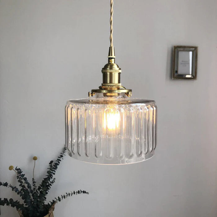 SUENTA Vintage Krystallen-Hängelampe Zylinderglas-Hängeleuchte