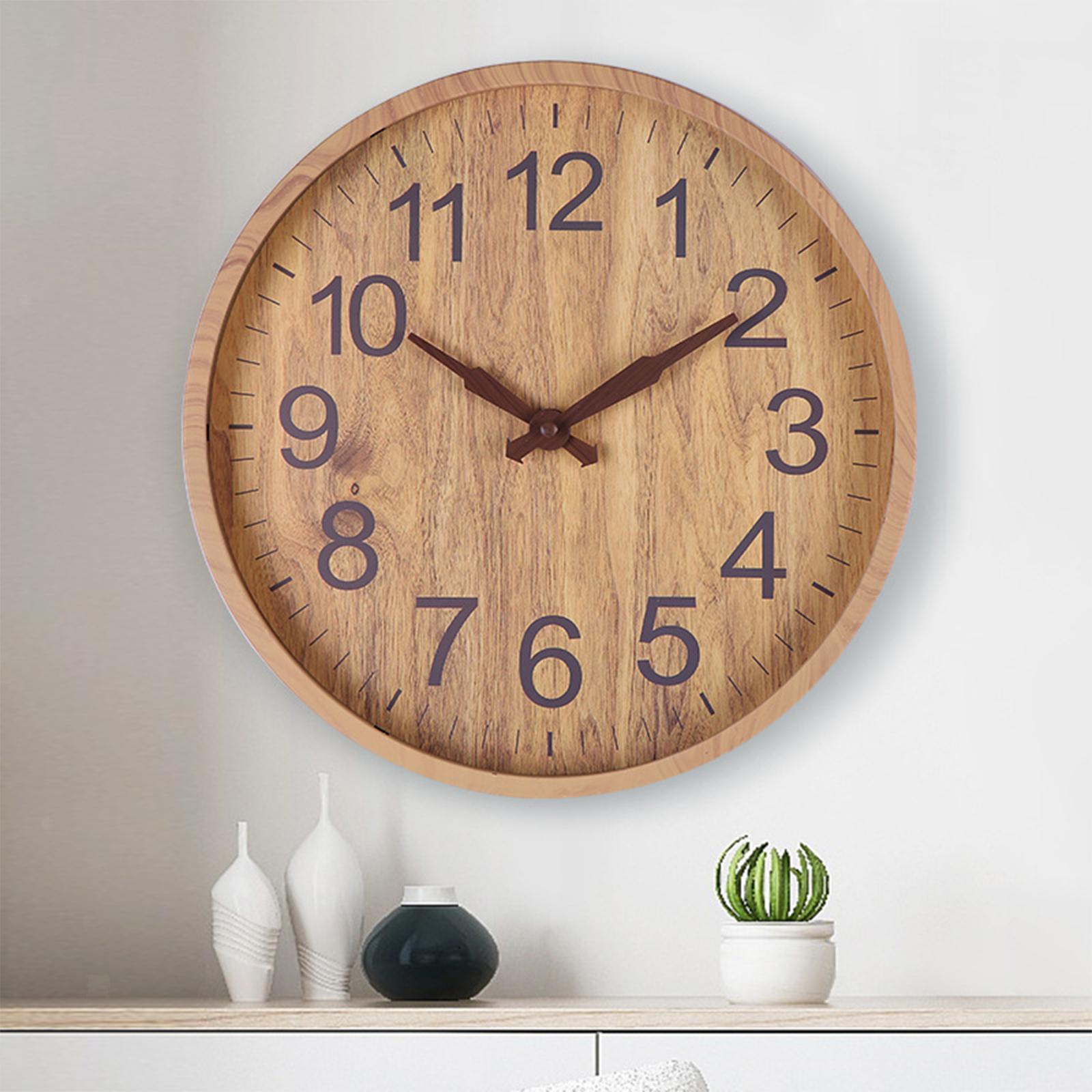SUENTA Wanduhr ABS Quarz 30 cm Durchmesser Natürliche Eleganz Naturholz