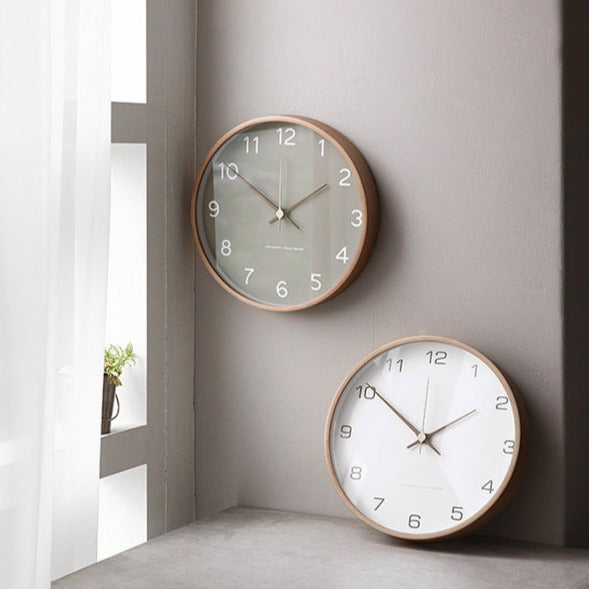 SUENTA Wanduhr Tidblock Graue Hochwertiges Holz Leise Quarzwerk