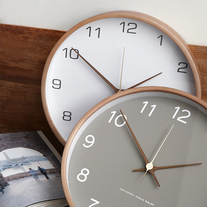 SUENTA Wanduhr Tidblock Graue Hochwertiges Holz Leise Quarzwerk
