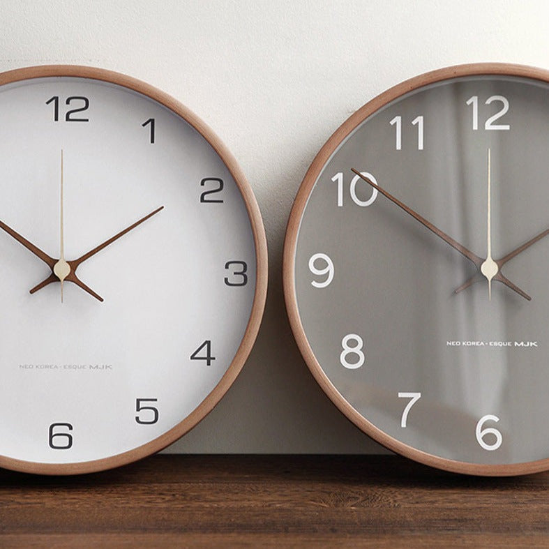 SUENTA Wanduhr Tidblock Graue Hochwertiges Holz Leise Quarzwerk