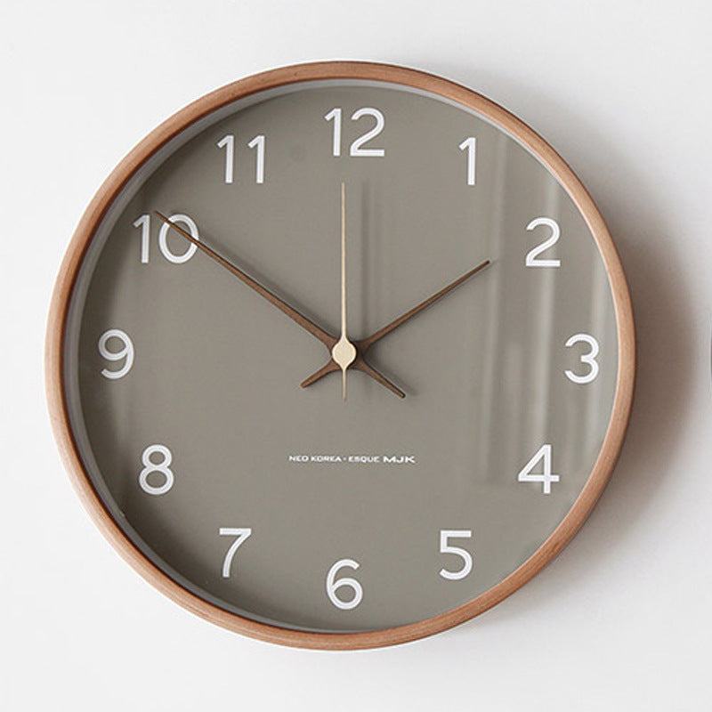 SUENTA Wanduhr Tidblock Graue Hochwertiges Holz Leise Quarzwerk Grau