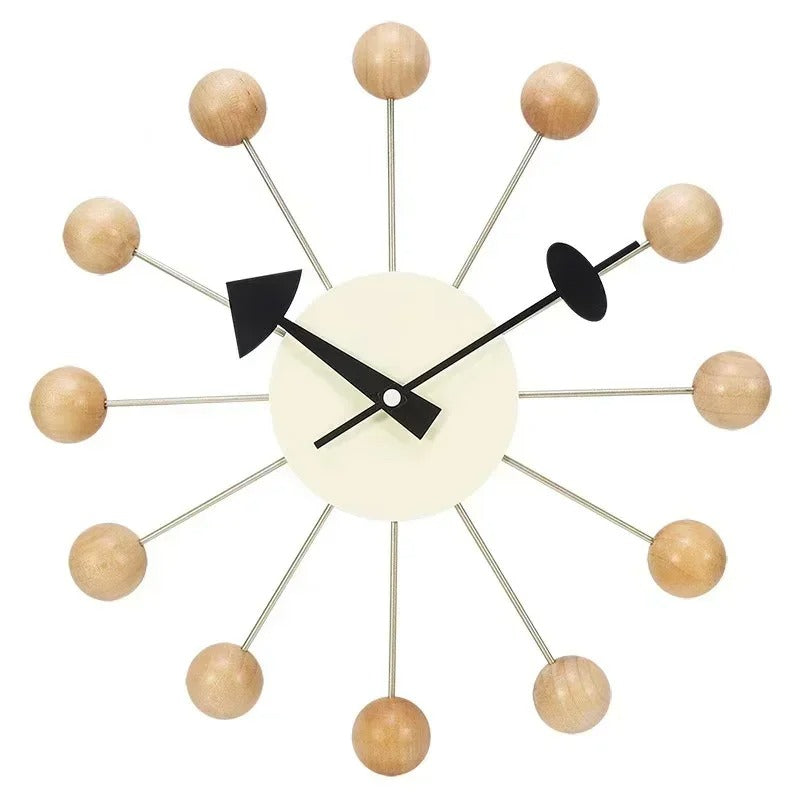 SUENTA Wanduhr Klavierlackierung Bunten Holzkugeln Quarzwerk Protokollfarbe