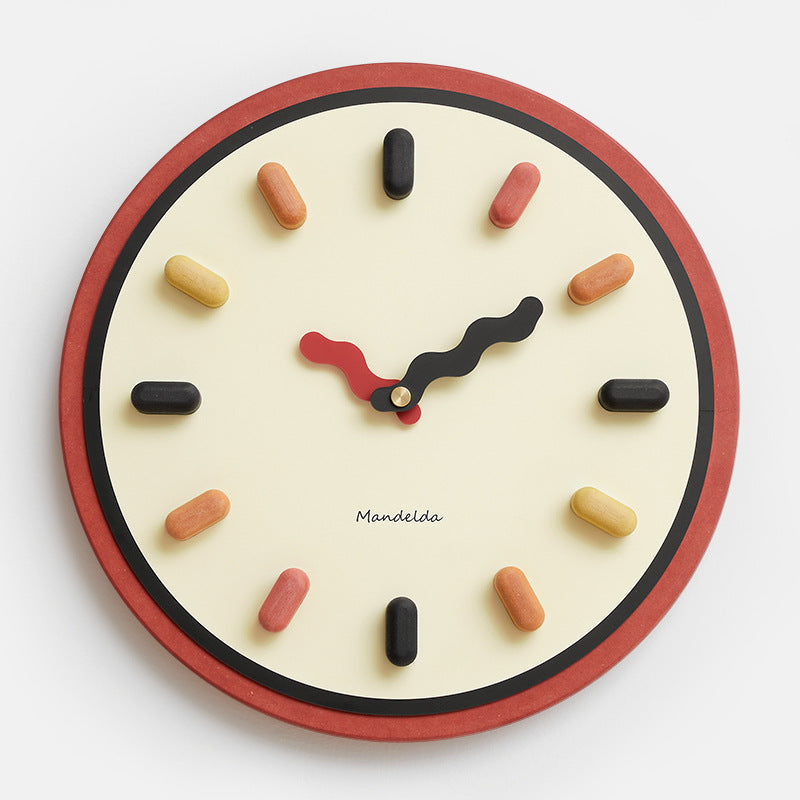 SUENTA Wanduhr Stille Bewegung Minimalistisches 3D-Design Raumdeko Rot Kein Rahmen