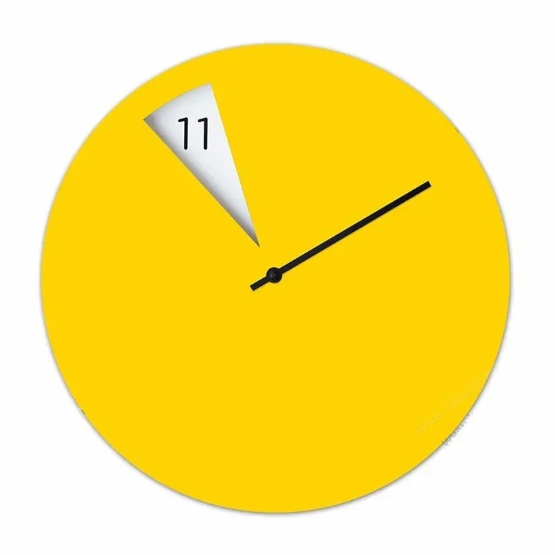 SUENTA Wanduhr Rund Schlank Glatte Oberfläche Minimalistisch Gelb 12 Zoll
