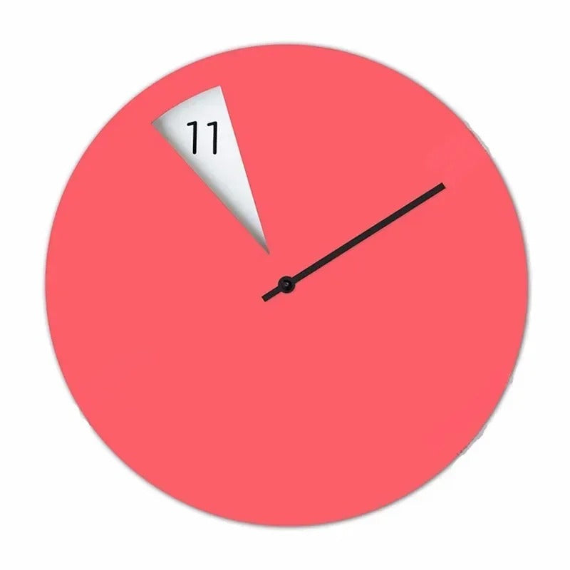 SUENTA Wanduhr Rund Schlank Glatte Oberfläche Minimalistisch Rosa 12 Zoll