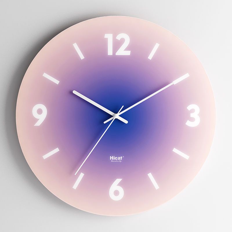 SUENTA Wanduhr Transparenten Glasziffe Leises Uhrwerk Materialien Blau-lila (mit Zahlen)