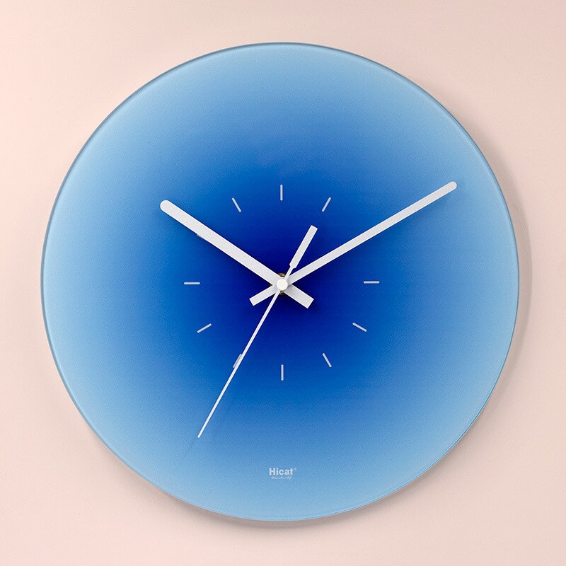 SUENTA Wanduhr Transparenten Glasziffe Leises Uhrwerk Materialien Blau (ohne Zahlen)