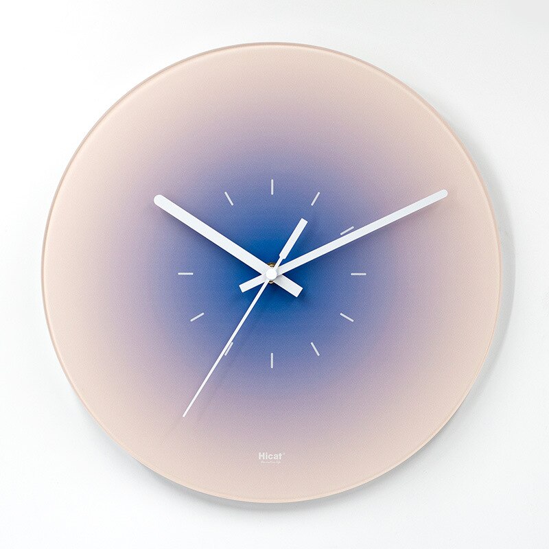 SUENTA Wanduhr Transparenten Glasziffe Leises Uhrwerk Materialien Weiß-Blau (ohne Zahlen)