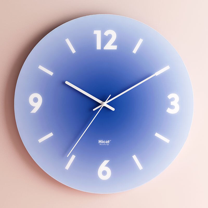 SUENTA Wanduhr Transparenten Glasziffe Leises Uhrwerk Materialien Blau (mit Zahlen)
