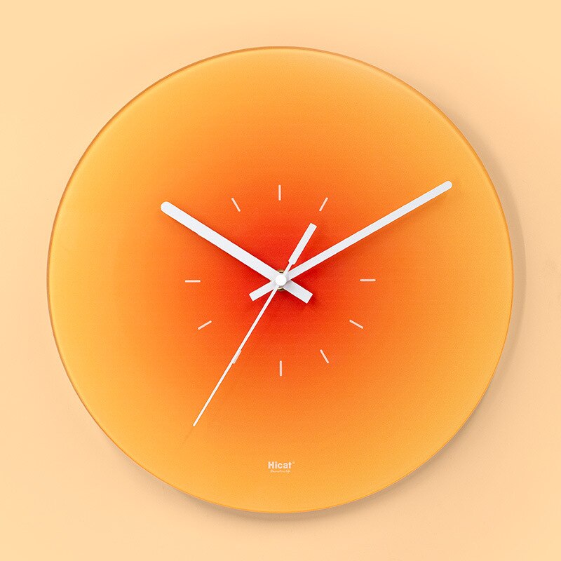 SUENTA Wanduhr Transparenten Glasziffe Leises Uhrwerk Materialien Orange (ohne Zahlen)