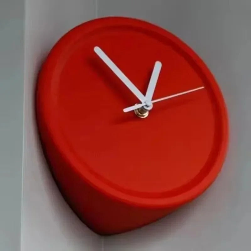SUENTA Cornetto Wanduhr Wand-Eckuhr Umweltfreundlichem Material Kompakt Rot Innenecke