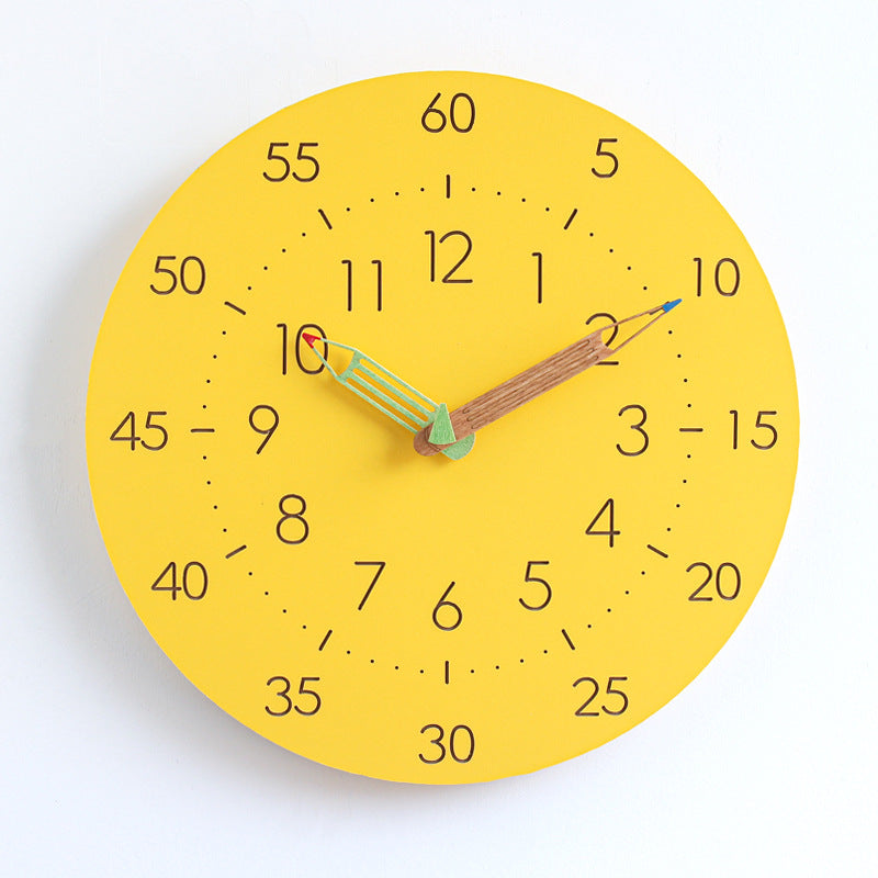 SUENTA Wanddekor-Uhr Geräuschlosen Wanduhr Umweltfreundliche Uhr Gelb