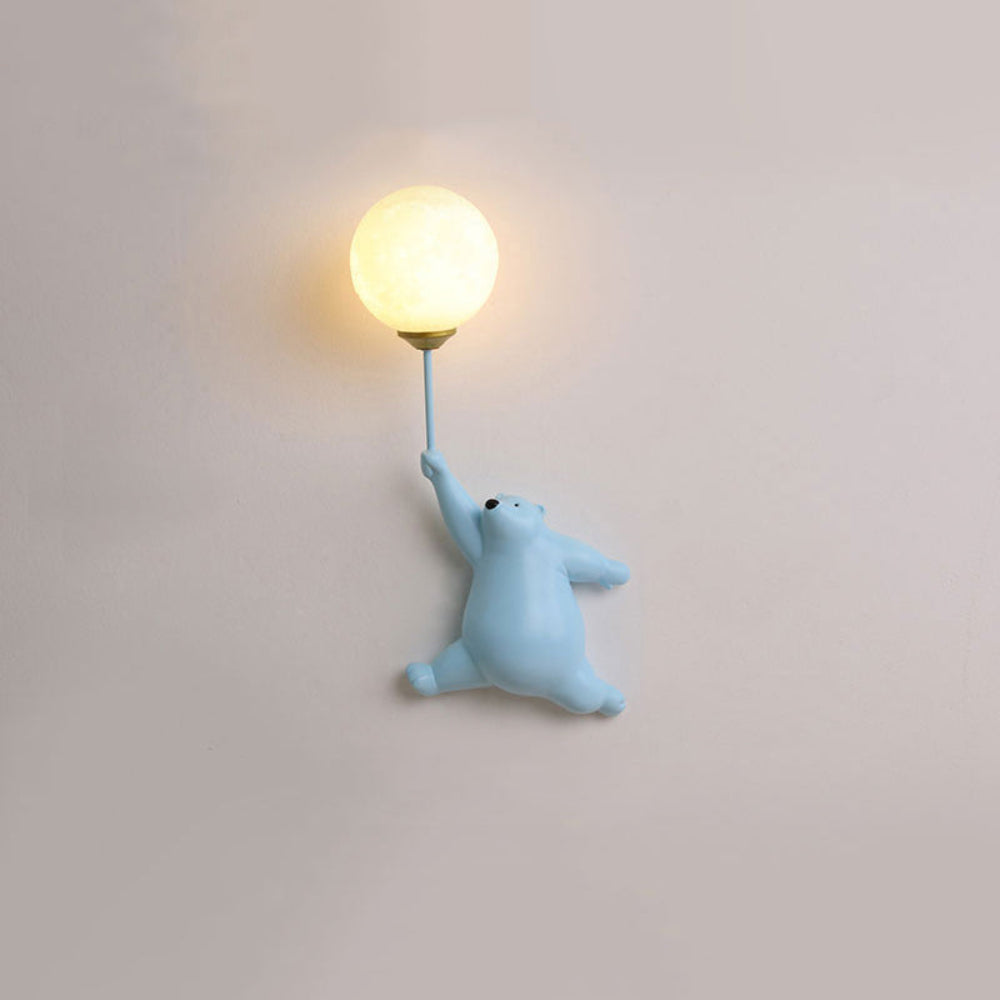 SUENTA Wandlampe Bär Ballon Mit Sanftem Licht Für Kinderzimmer Blauer Bär rechte Hand
