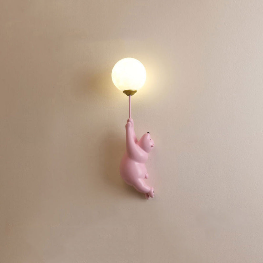 SUENTA Wandlampe Bär Ballon Mit Sanftem Licht Für Kinderzimmer Rosa Bär beide Hände
