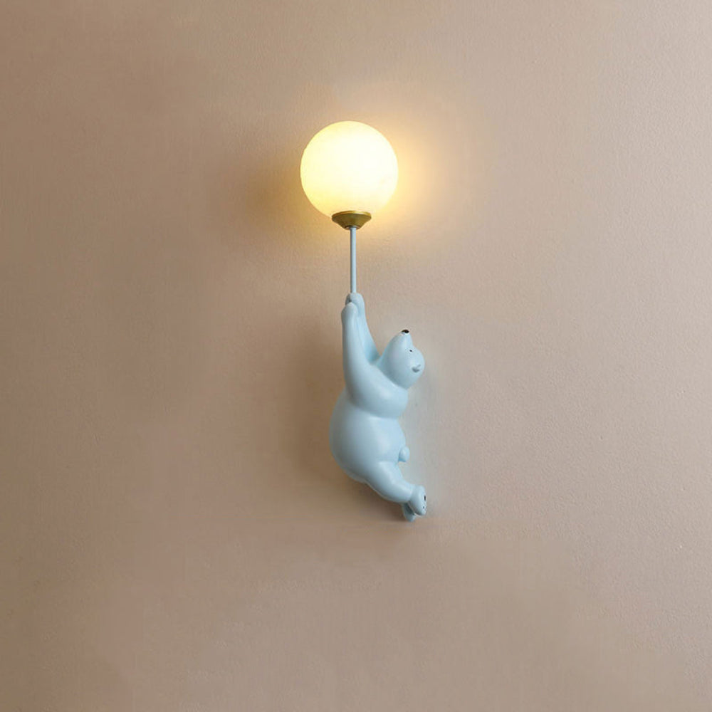 SUENTA Wandlampe Bär Ballon Mit Sanftem Licht Für Kinderzimmer Blauer Bär beide Hände
