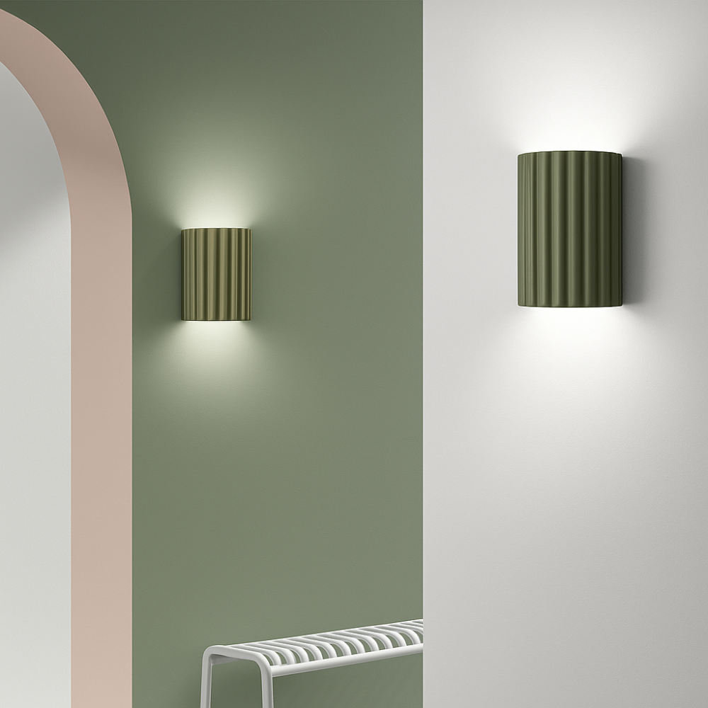 SUENTA Wandleuchte Aluminium Modernes Design Mit Farbakzent Grün