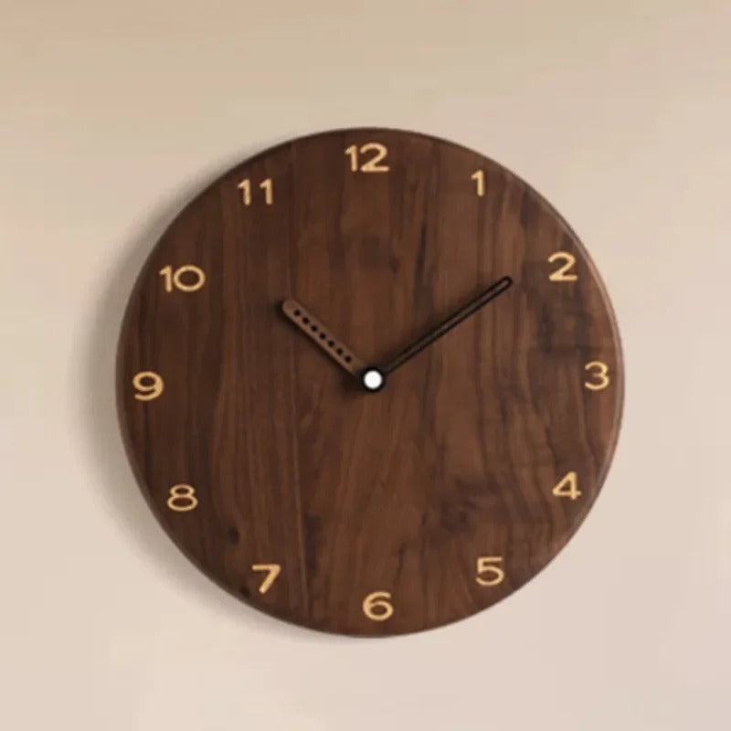 SUENTA Holzwanduhr Minimalistische Schwarznuss und Eichenholz Walnuss
