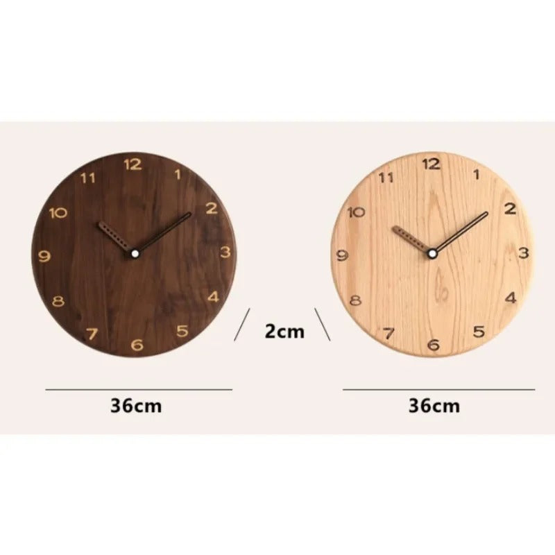 SUENTA Holzwanduhr Minimalistische Schwarznuss und Eichenholz