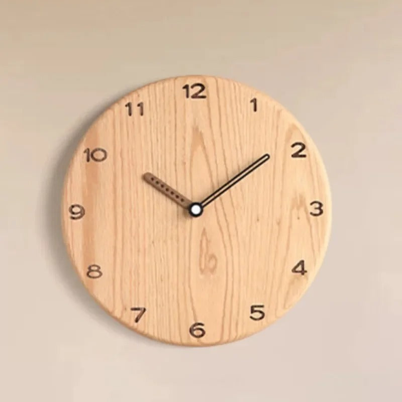 SUENTA Holzwanduhr Minimalistische Schwarznuss und Eichenholz Eiche
