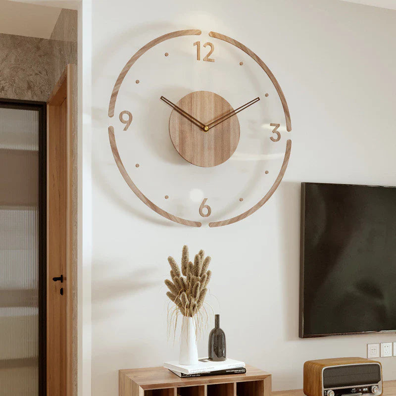 SUENTA Wanduhr Holz Nordisch Design Minimalistisch Lautlos Quarz