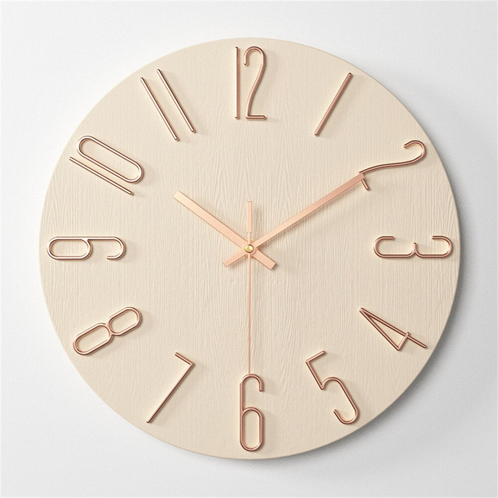 SUENTA Vintertid Wanduhr Hochwertiger Kunststoff Modernes Design Roségold
