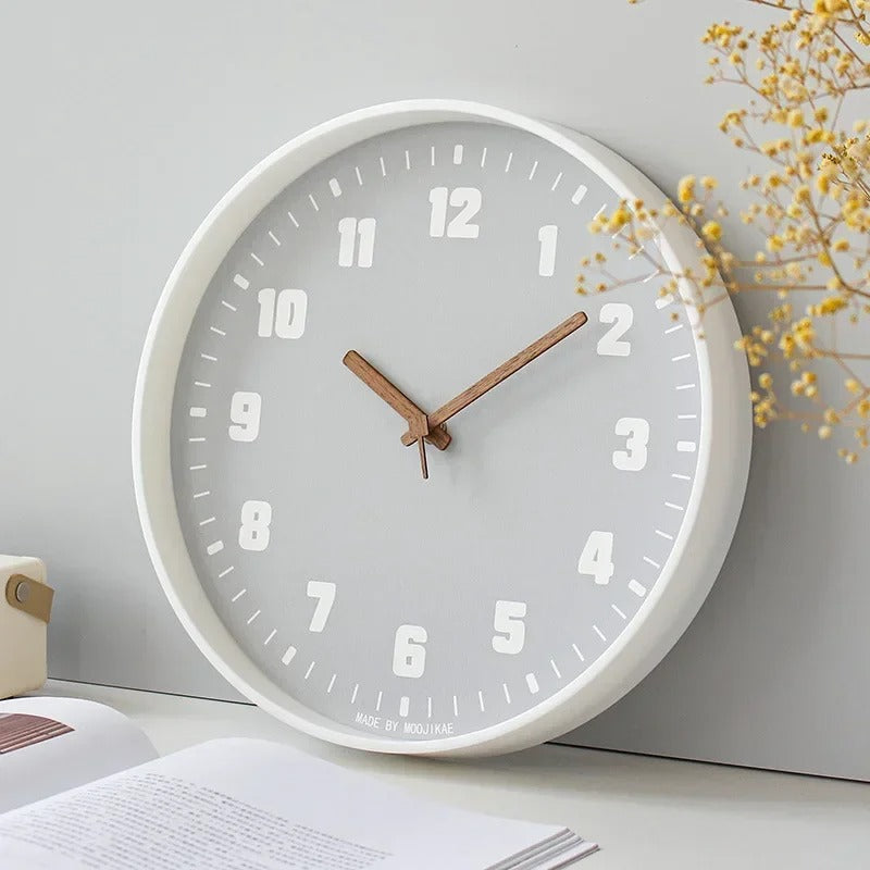 SUENTA Wanduhr Bambus Holz Japanischen Stil Geräuschlose Quarzwerk