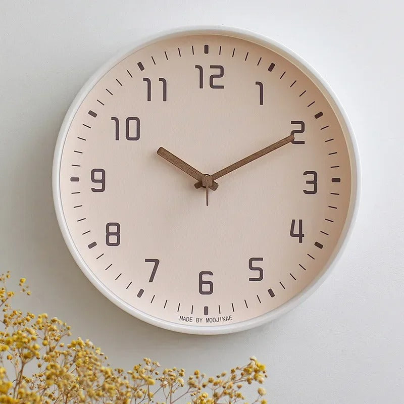 SUENTA Wanduhr Bambus Holz Japanischen Stil Geräuschlose Quarzwerk Rosa