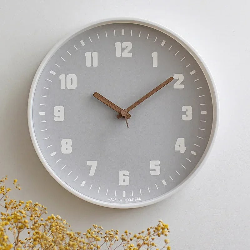 SUENTA Wanduhr Bambus Holz Japanischen Stil Geräuschlose Quarzwerk Lila