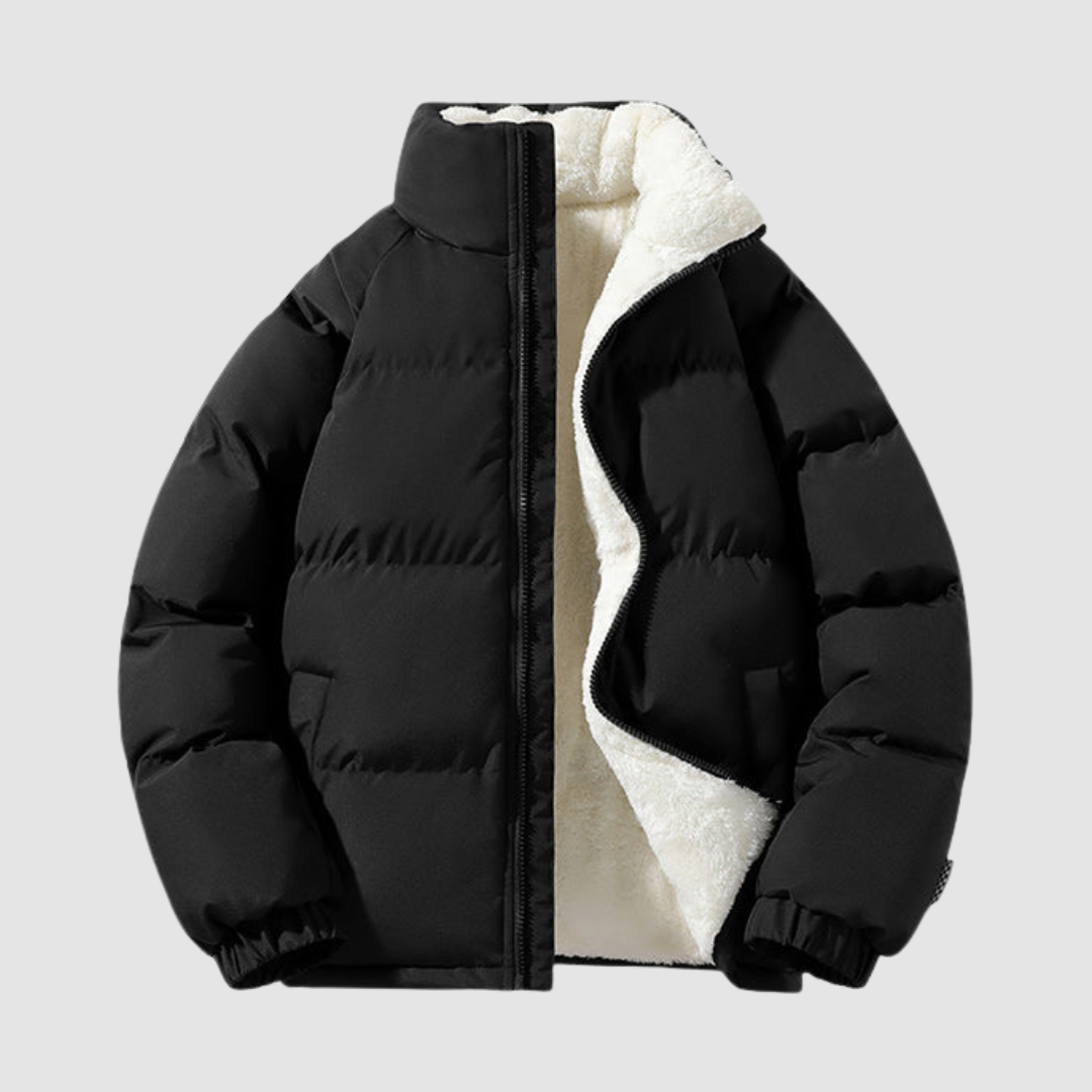 SUENTA Damen Pufferjacke Kapuzenjacke Winter Warm Fleece Gefüttert Polyester Schwarz