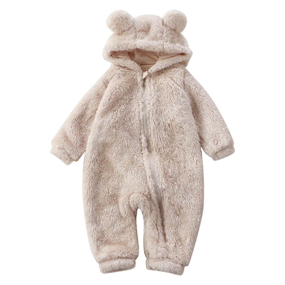 SUENTA Winterbody Bärenmotiv Baby Kuschelige Flanell Reißverschluss 0 Bis 36 Monaten Beige