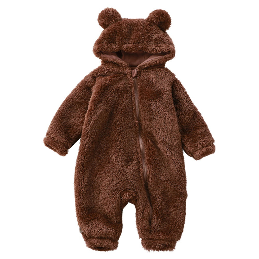 SUENTA Winterbody Bärenmotiv Baby Kuschelige Flanell Reißverschluss 0 Bis 36 Monaten Braun