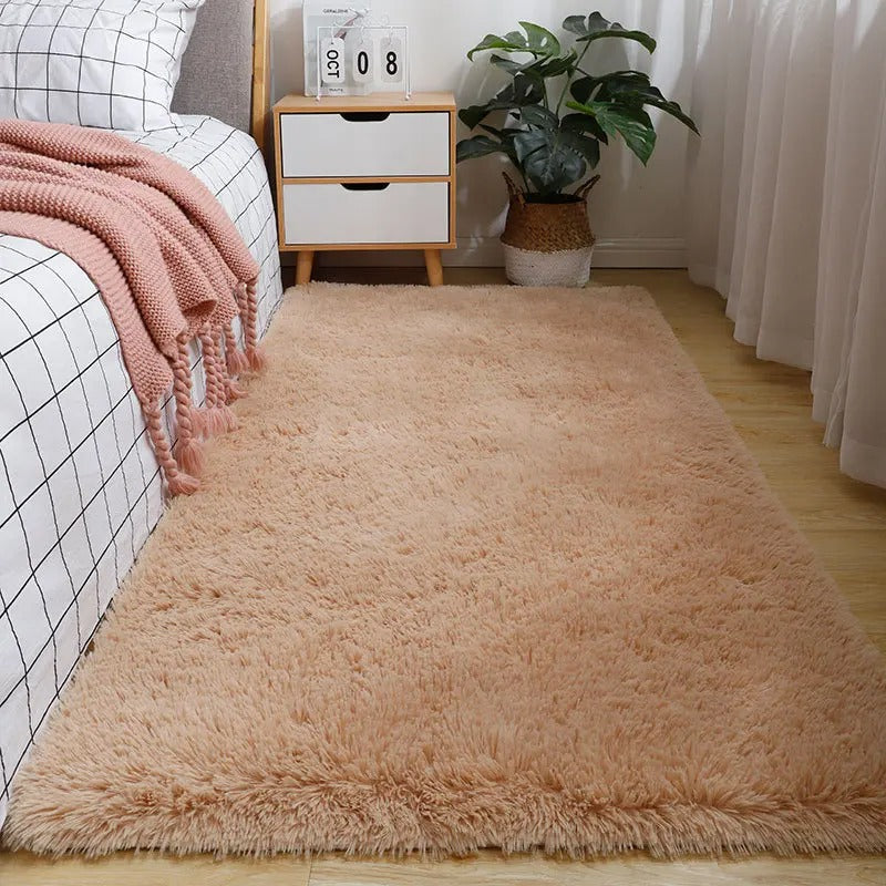 SUENTA Kunstfell Teppich Für Wohnzimmer Polyester Mit Rutschfester Rückseite Kamel
