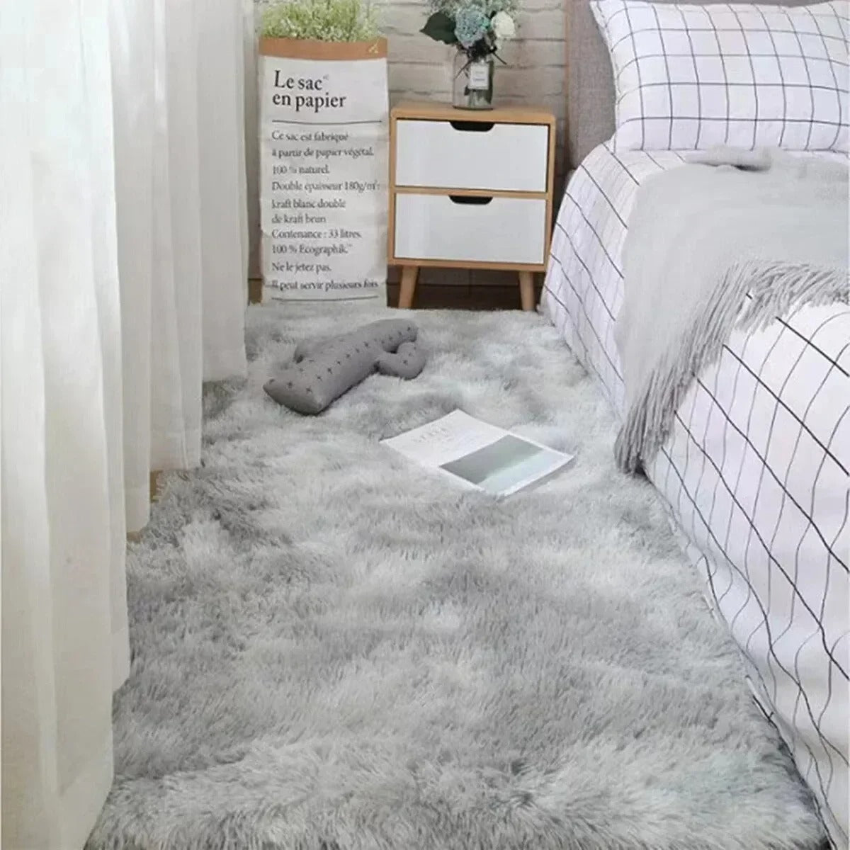 SUENTA Kunstfell Teppich Für Wohnzimmer Polyester Mit Rutschfester Rückseite