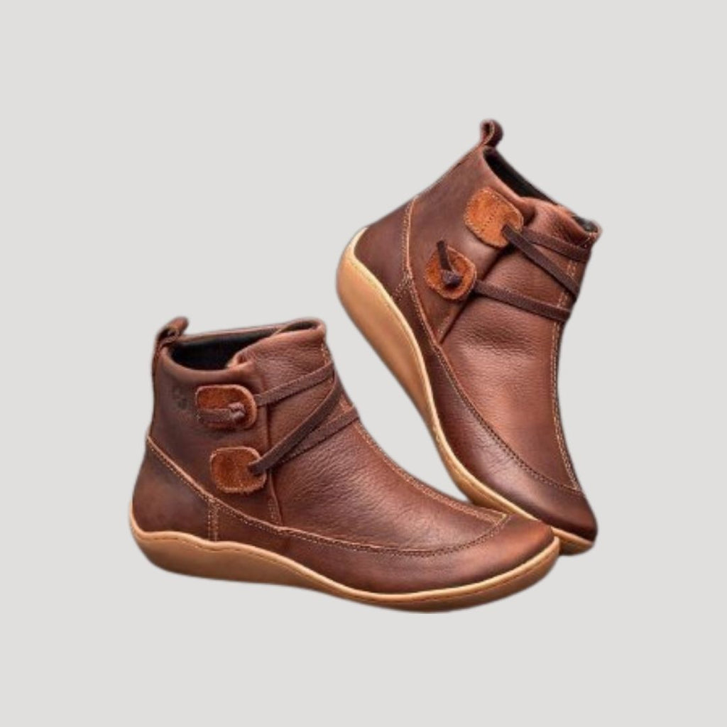 SUENTA Damen-Winterstiefeletten Wasserdichte Aus Leder Damen-Lederstiefeletten Braun