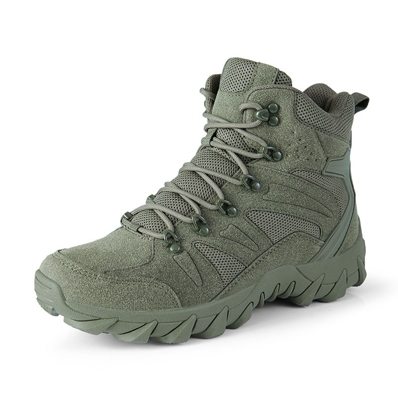 SUENTA Wasserdichte Kampfstiefel Aus Leder Robuste Stiefel Für Abenteuer Grün