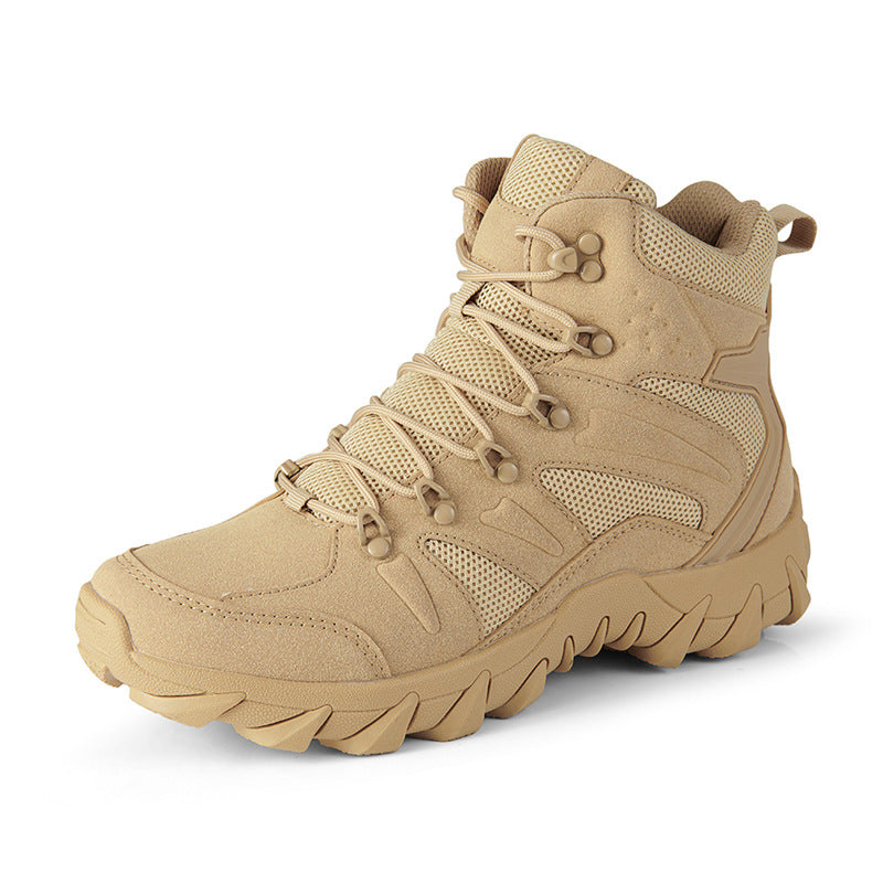 SUENTA Wasserdichte Kampfstiefel Aus Leder Robuste Stiefel Für Abenteuer Beige