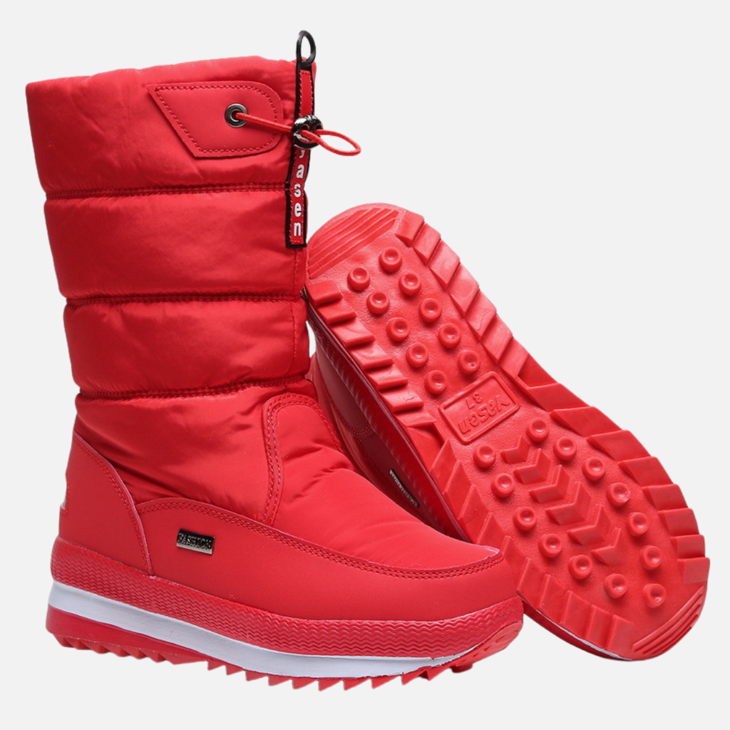 SUENTA Damen Wasserdichte gefütterte Winterstiefel Wadenhohen Rot