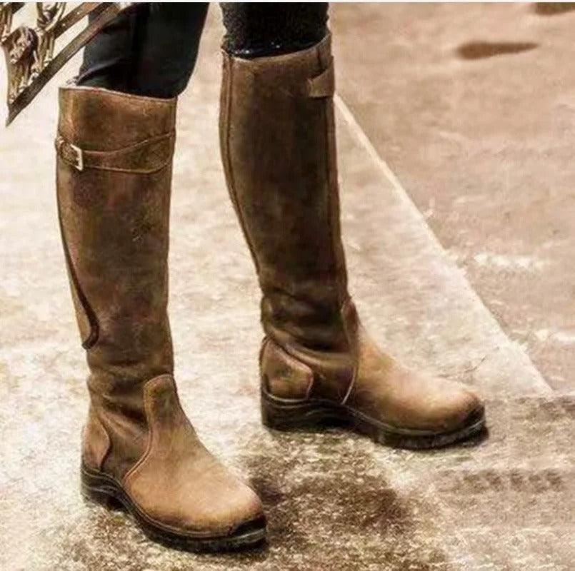 SUENTA Wasserdichter Damen-Winterreitstiefel aus Leder mit hervorragender Isolierung und Langlebigkeit Brown 43